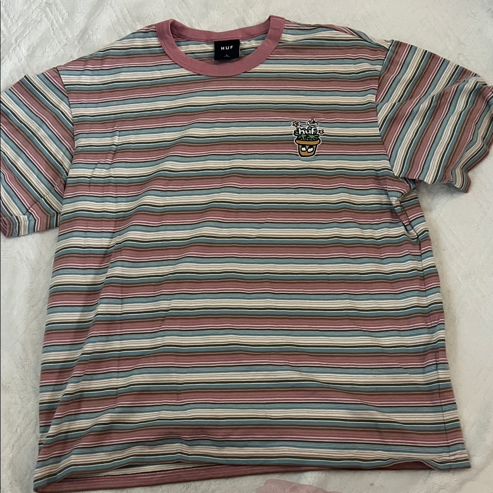 HUF Multicolor Striped Tee with Logo